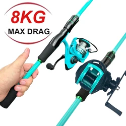 Caña Carbono 4 secciones + Carrete Baitcasting 5,2:1 – Mango EVA