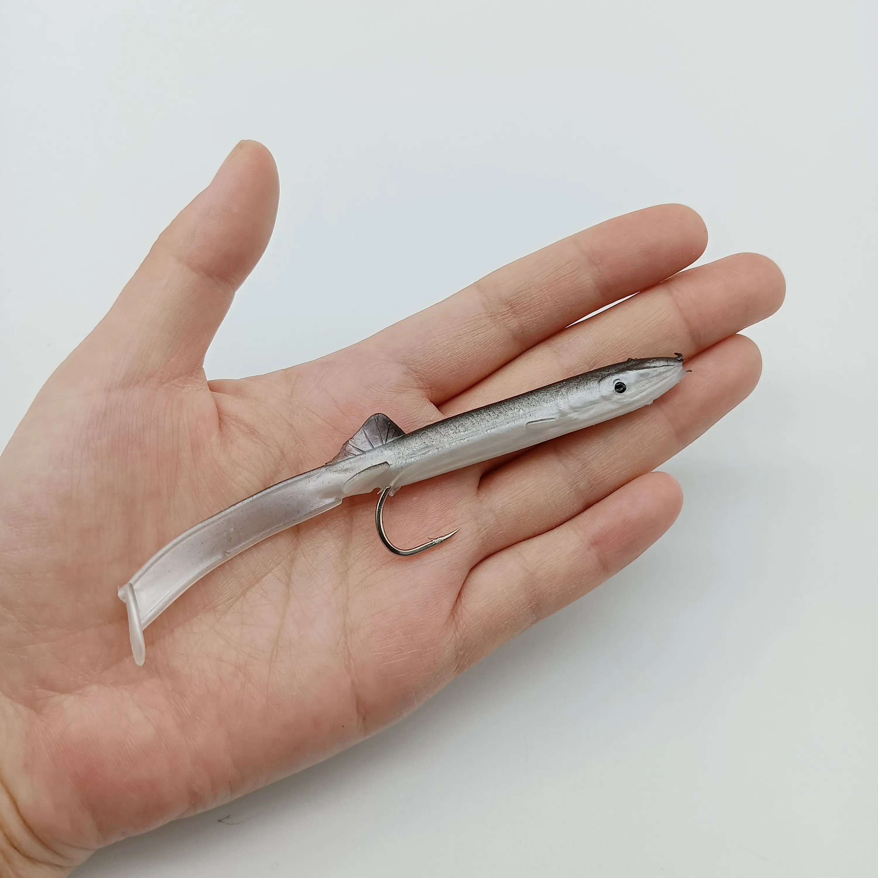 DUODUOYU 5 uds Anguila Shad señuelo de Pesca 115mm/4g cebo suave con juego de anzuelos afilados para aparejos de Pesca de lubina plomo cebo suave Wobblers Pesca - imagen 3