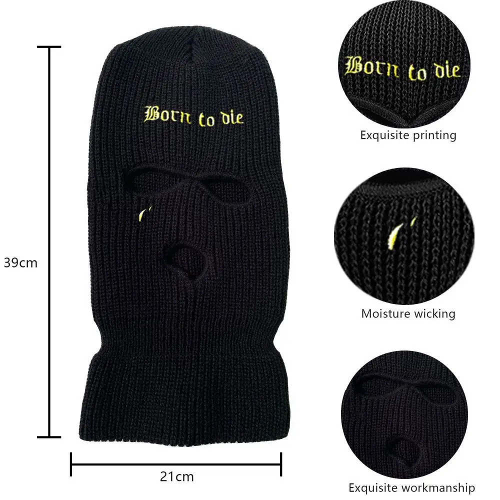 Invierno a prueba de viento de punto cubierta facial completa 3 agujeros pasamontañas calentador de cuello máscara de esquí - imagen 5