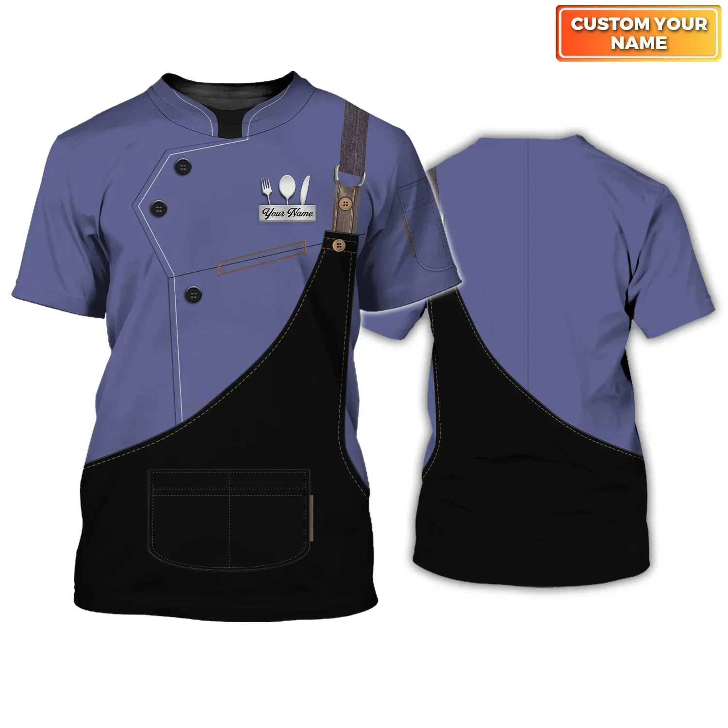 Camiseta 3D personalizada con nombre de Chef unisex para verano - imagen 2