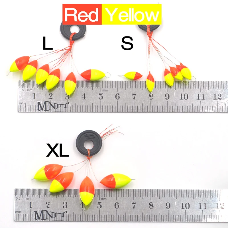 MNFT 60 uds flotador de siete estrellas frijoles rojo amarillo ovalado frijoles espaciales flotador accesorios de pesca de carpa Mini flotador de pesca ovalado - imagen 3