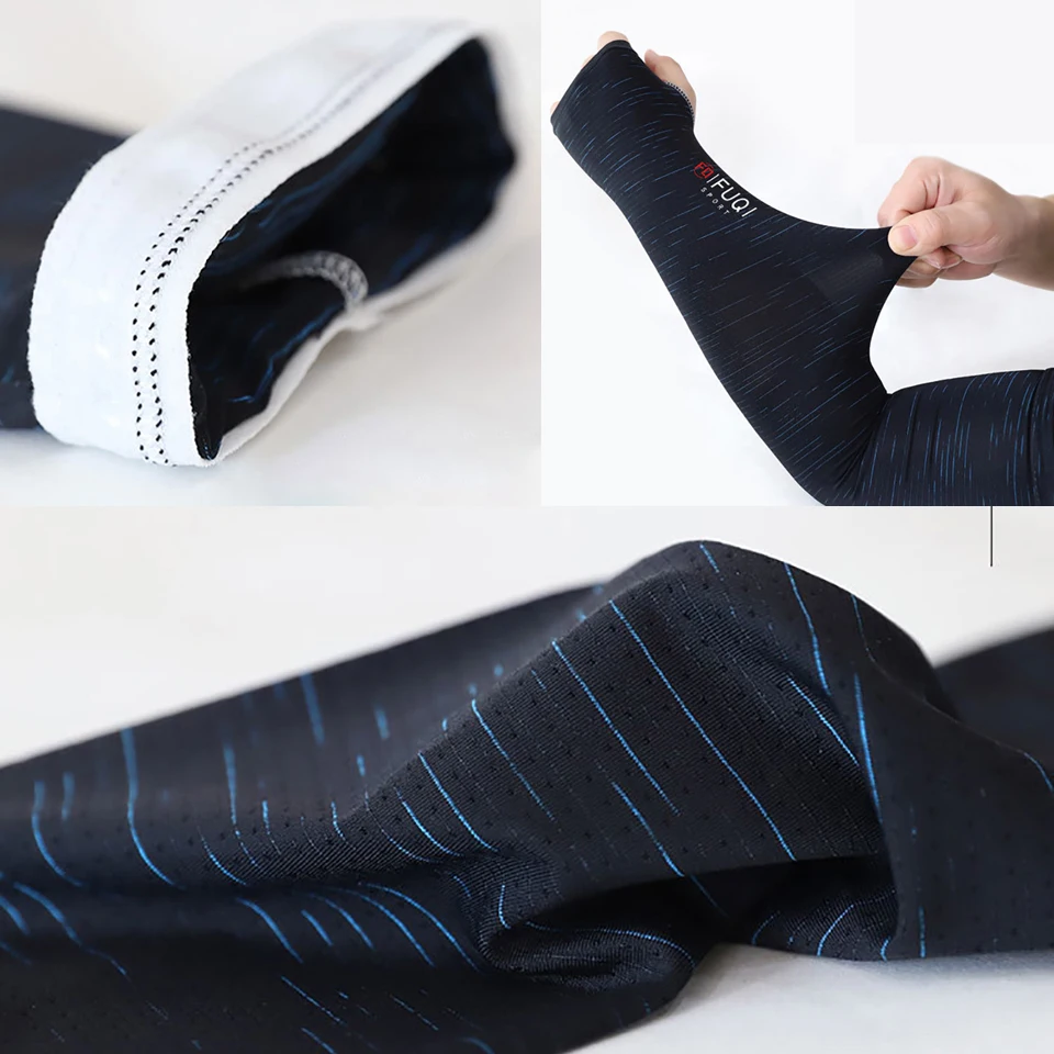 Mangas de brazo de pesca, tejido de hielo transpirable, secado rápido, ropa deportiva, protección solar UV, manga larga para ciclismo, 1 par - imagen 5