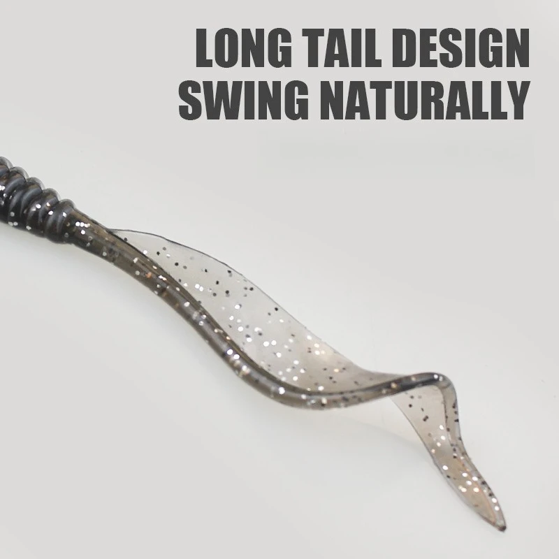 MUKUN 4 Uds TPE señuelo flotante 13cm/5g señuelo suave cebos de gusano cola larga Flexible gusanos de tierra de silicona señuelo de pesca realista - imagen 3