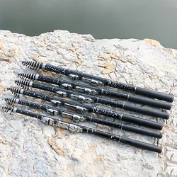 Caña de pescar telescópica de 1,8/2,1/2,7/3,6 m, caña de mar portátil de sección corta, caña de pescar ultraligera de fibra de carbono, engranajes para peces