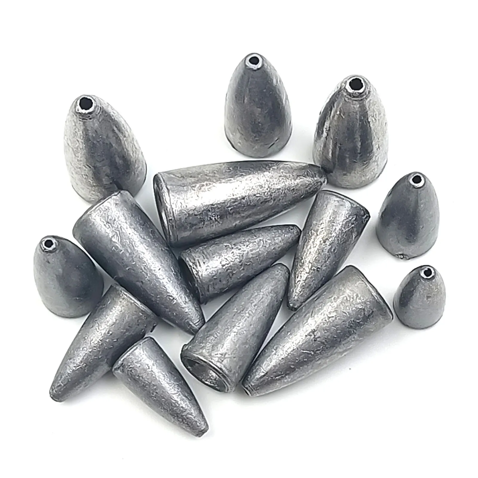 Pesos de pesca Bullet Sinker agua salada 10g 15g 20g 30g 40g pesas de gusano de plomo para aparejos de pesca de lubina de Texas Carolina