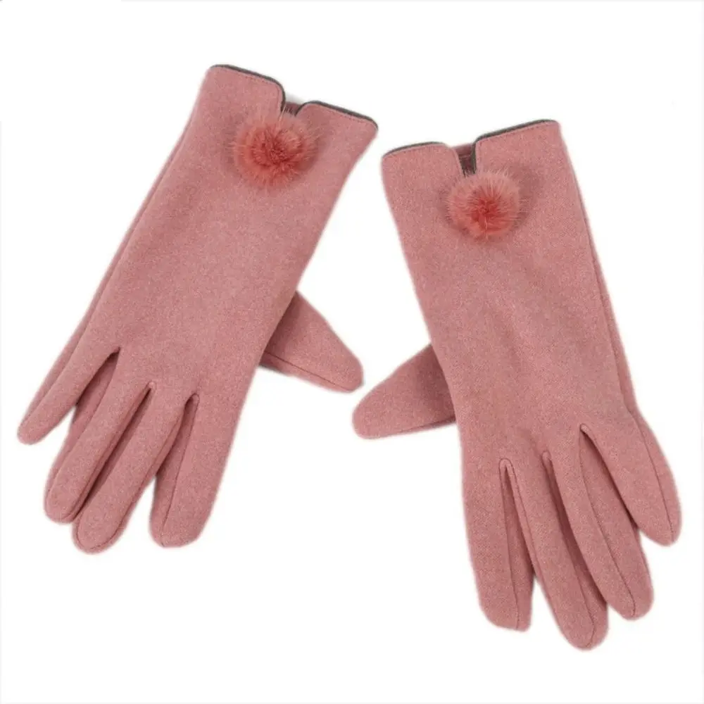 Guantes de invierno de terciopelo de conejo de imitación para mujer, guantes cálidos a prueba de viento para pantalla táctil, guantes de dedo completo a prueba de frío para otoño e invierno - imagen 2