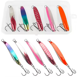 Señuelos de pesca con forma de cuchara, plantilla de Metal, señuelo para trucha, lubina, Walleye, salmón, agua dulce, agua salada, jigging, 5 uds.