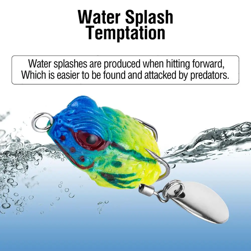 Mini Señuelos de Pesca de rana con cuchara, anzuelos dobles, cebo Artificial falso, cebo de rana suave, 2,5 cm/3g - imagen 3