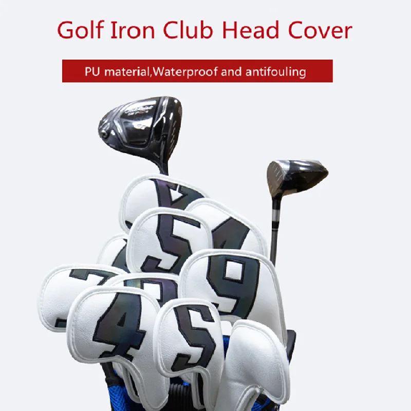 Cubierta protectora para la cabeza del Club de Golf, cubierta de hierros de PU, impermeable, antiincrustante, antiimpacto, gradiente Digital colorido, 10 piezas - imagen 2