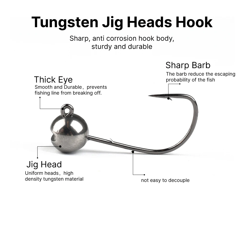Elite TG 20 piezas Jigging cabeza de plantilla de luz redonda, 1g-3g Jigging lento Shaky Rig Rockfish MANTIS AJING señuelo suave púas perca gancho de Bream - imagen 3