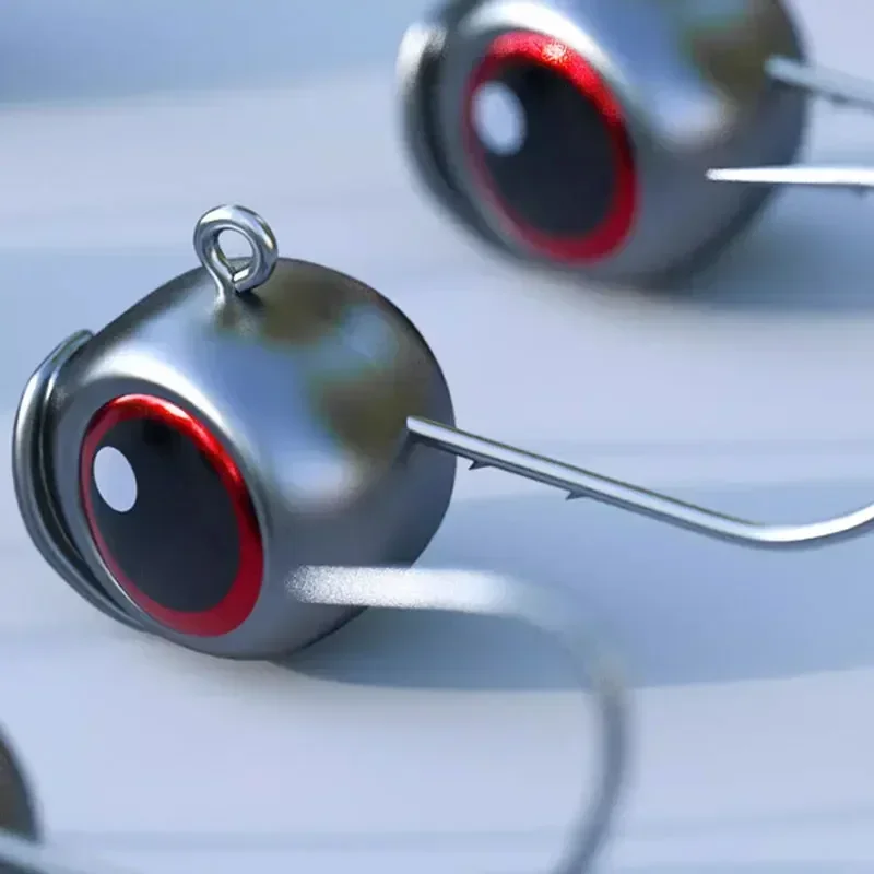 10 Uds. Anzuelos de pesca con cabeza de anzuelo de ojos grandes con anzuelo Mustad 2,5g 3,5g 5g anzuelo con cabeza de pez para aparejos de pesca señuelo de gusano suave gratis - imagen 5