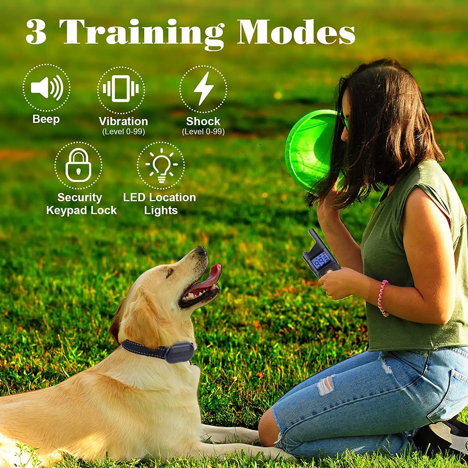 Collar de choque para perros, Collar de entrenamiento impermeable para perros grandes, medianos y pequeños con pitido remoto, vibración de choque, novedad de 2024 - imagen 2