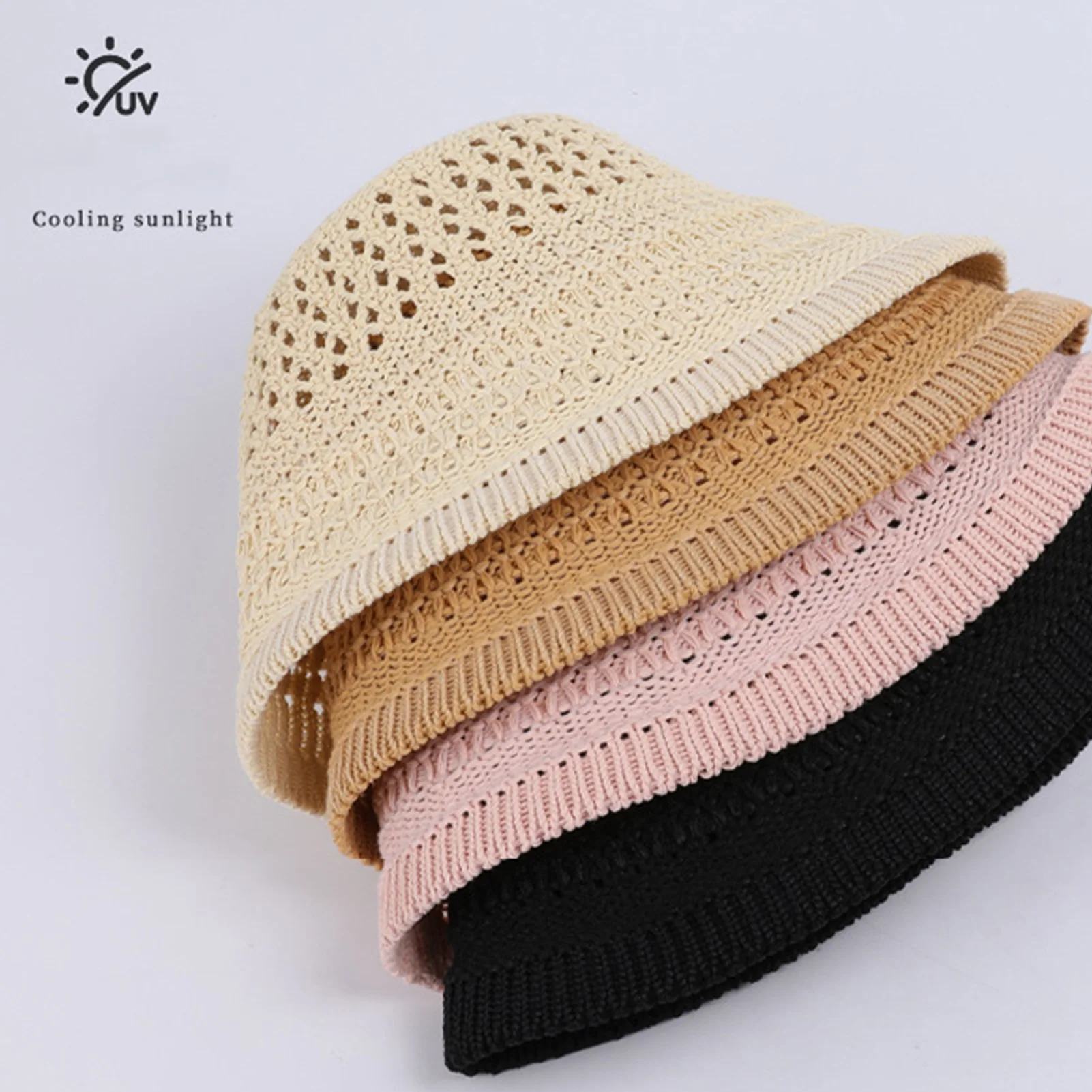 Gorros de senderismo a la moda para mujer, sombrero de paja tejido con protección solar transpirable de verano, sombrero de ala ancha portátil para acampar al aire libre y viajar - imagen 2