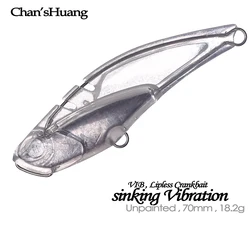 Chan'sHuang-Cebo en blanco sin pintar, 10 piezas, 7cm, 18,2g, vibración de hundimiento, Crankbait, Artificial, hecho a mano
