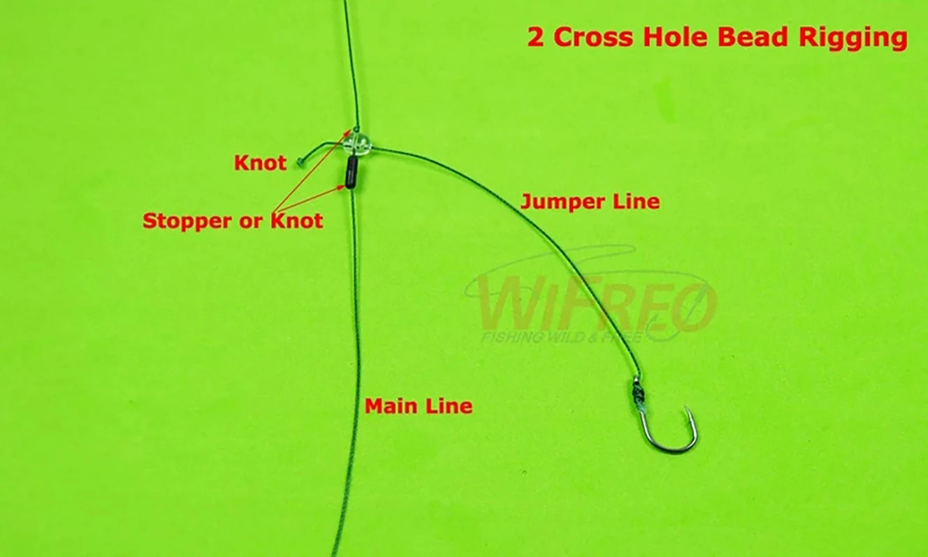 Wifreo 100/200 Uds cuentas de pesca transparente ovalado doble agujero cruzado cuentas Sabiki Rig conector de 3 vías accesorios de pesca - imagen 4