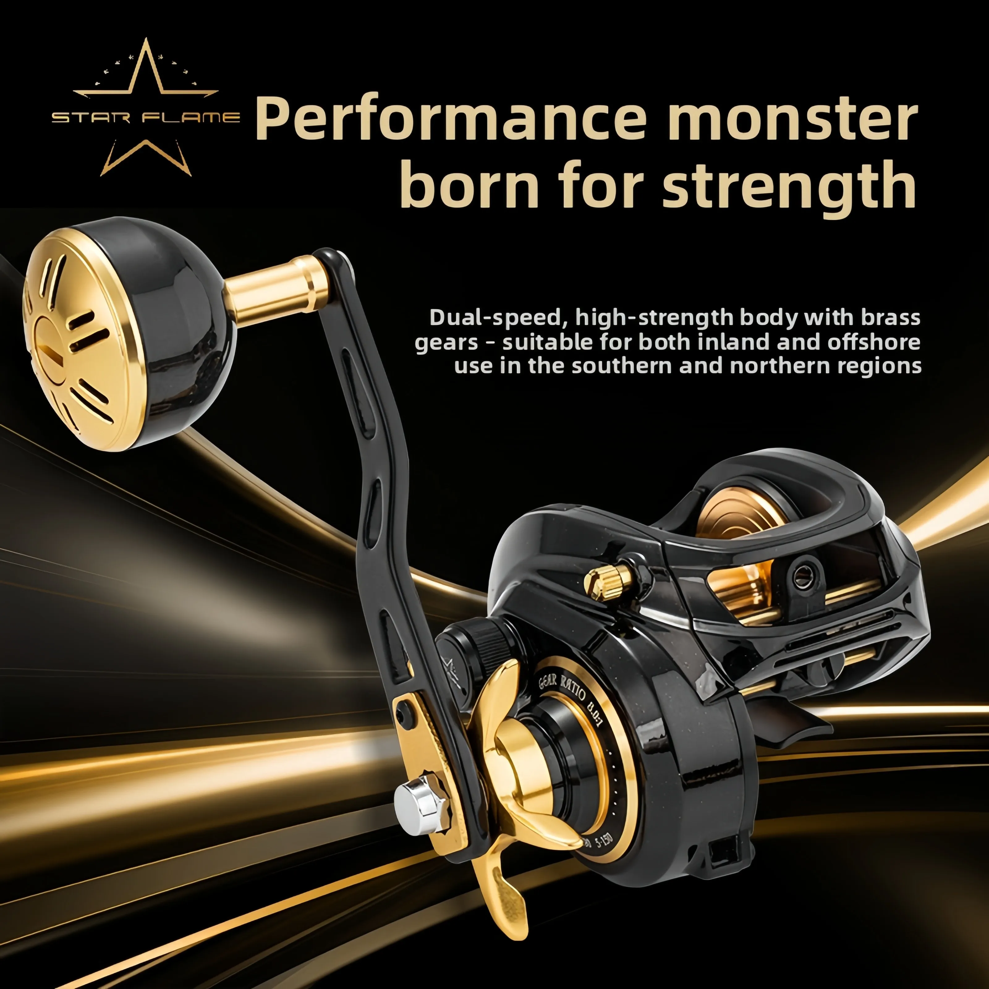 Carrete Baitcasting Ecooda Star Flame X-600 de gran potencia