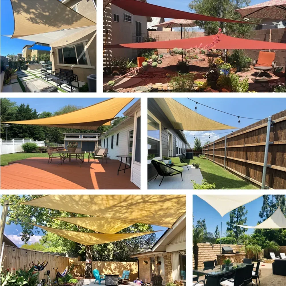 Vela triangular para sombra de sol, dosel impermeable para jardín, bloque UV 98%, toldo para Fiesta en el Patio al aire libre con accesorios y cuerdas de instalación - imagen 5