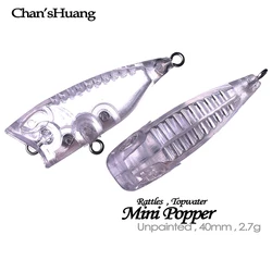 Chan'sHuang Mini Popper en blanco – Señuelo topwater DIY con sonajeros