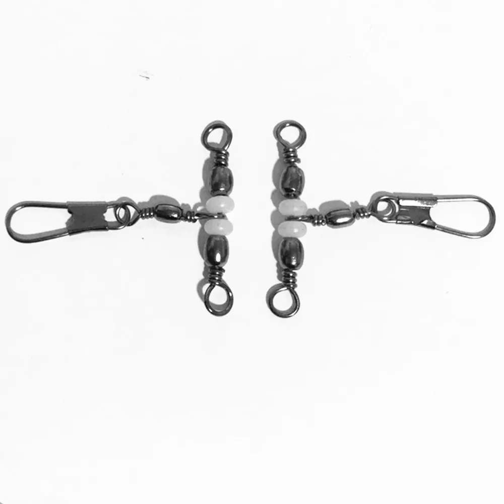 Conector a presión de pesca de 3 vías, 20 piezas, con pasador de rodamiento, barril, anillo sólido, giratorio, bola resistente duradera de acero inoxidable - imagen 4