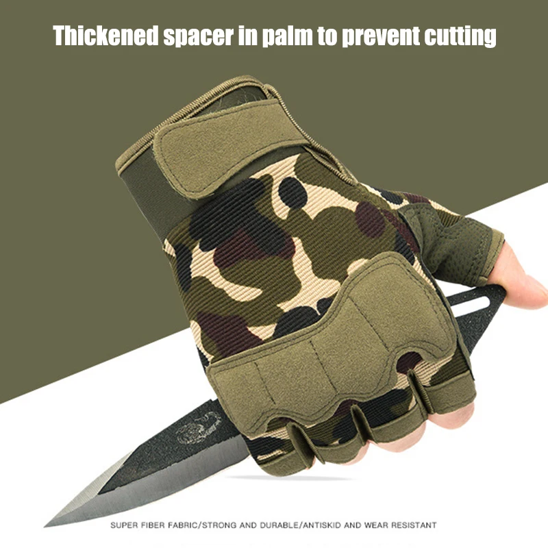 Guantes de medio dedo para pesca, antideslizantes, anticorte, transpirables, protección solar, guantes tácticos para exteriores, equipo de pesca de escalada - imagen 4