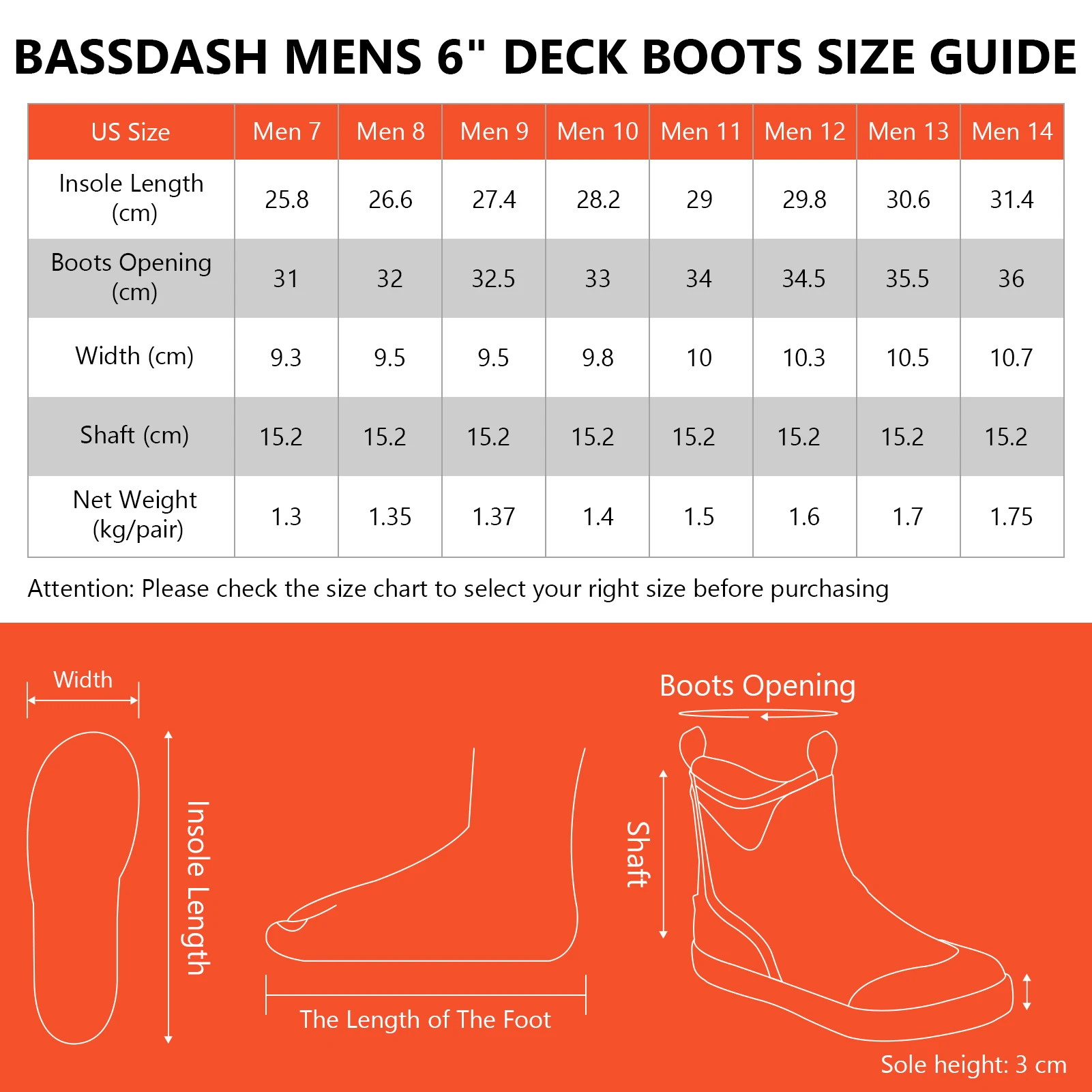 BASSDASH-Botas de cubierta impermeables de 6 "para hombre, botines de goma de neopreno antideslizantes con forro transpirable, para pesca y paseos en bote - imagen 3