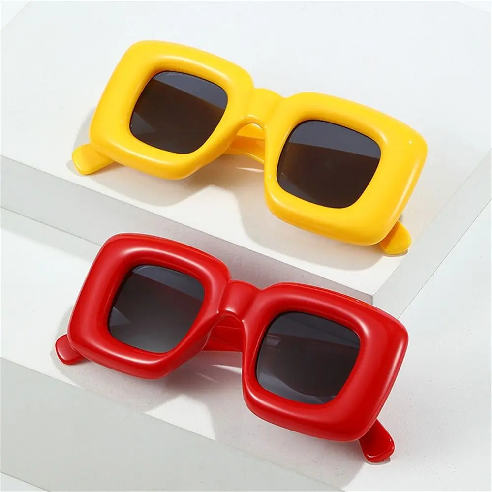 Gafas de sol cuadradas Y2K para hombre y mujer, lentes de Color caramelo, UV400, diseñador de marca de moda, rojo, amarillo, único - imagen 4
