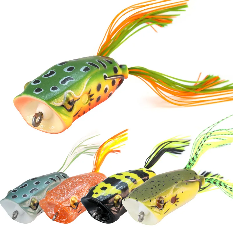 Señuelo de pesca rana de boca grande 6cm 16g modificar ranas señuelo Artificial cebo suave Tractor Popper captura Snakeheafd pescado lubina - imagen 2