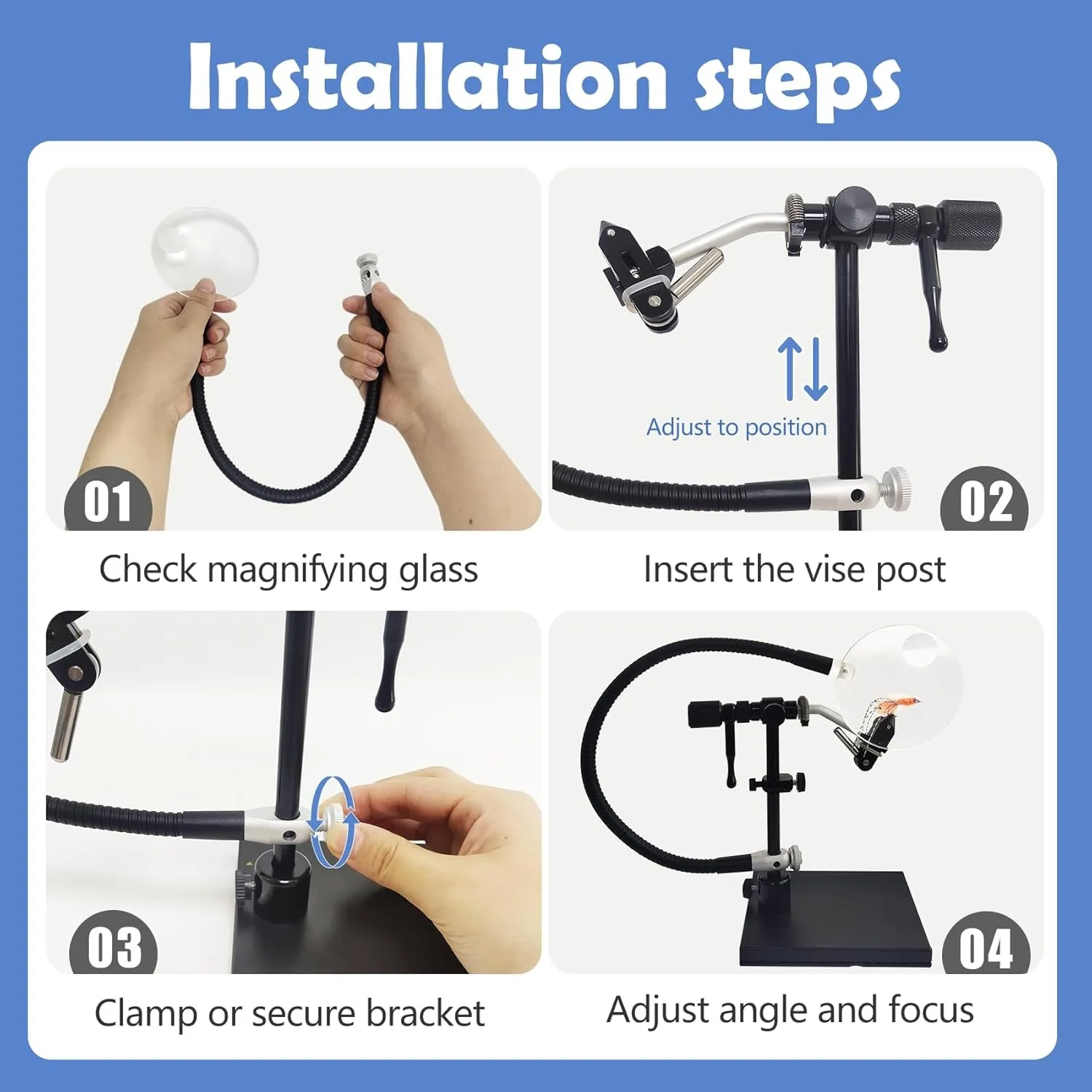 Lupa Aventik 2X brazo flexible – Lente 90 mm para montaje de moscas - imagen 5