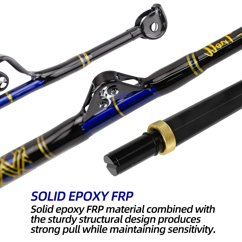 Caña de pescar para barco dorado claro, barco convencional con rodillo 4 + 1, caña de carrete de pesca de dos secciones con mango recto - imagen 5