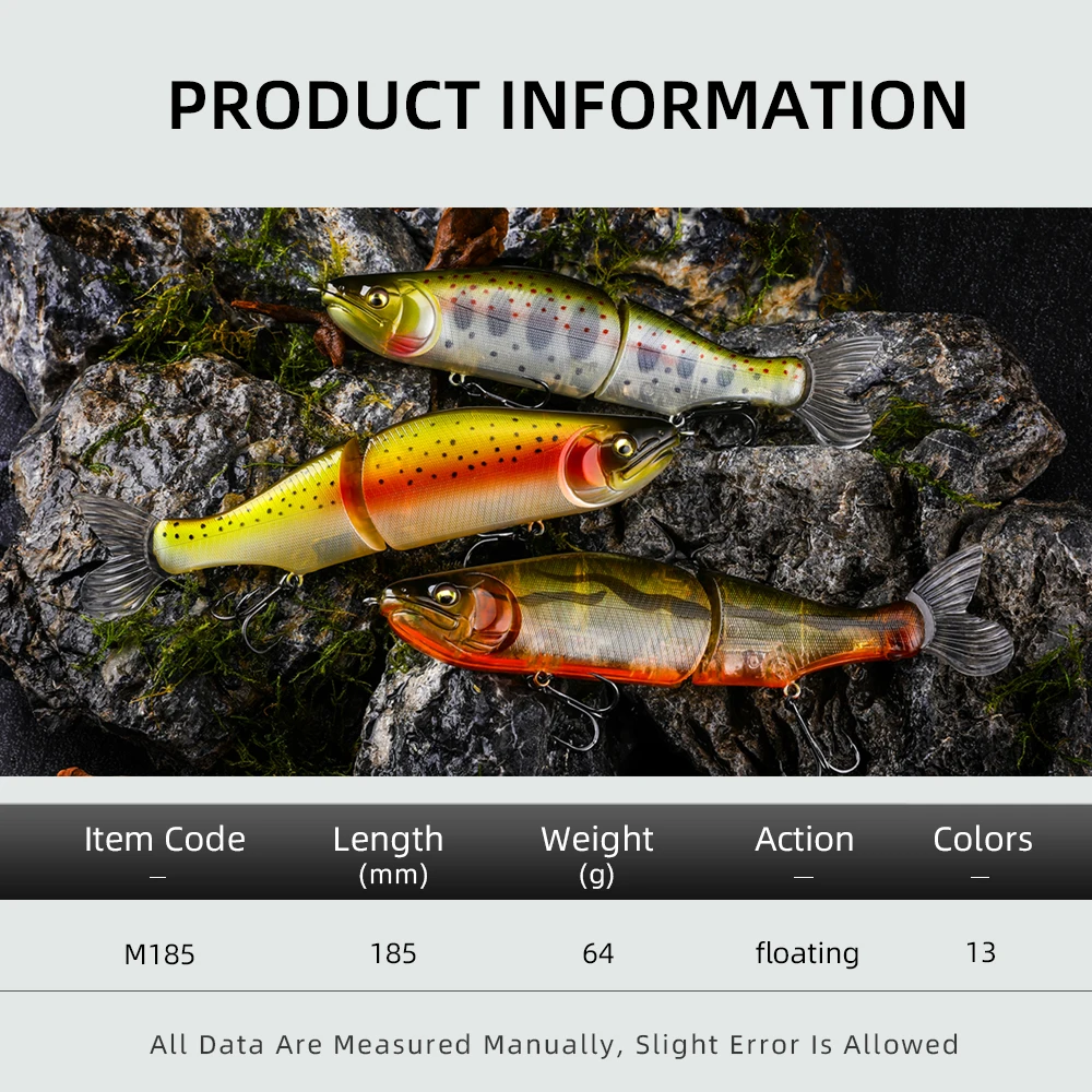 BEARKING-señuelo de pesca superior, 185mm, 64g, 2,25oz, Wobblers de pececillo articulado, cuerpo ABS con cola suave, SwimBaits, señuelo suave para Lucio y lubina - imagen 2