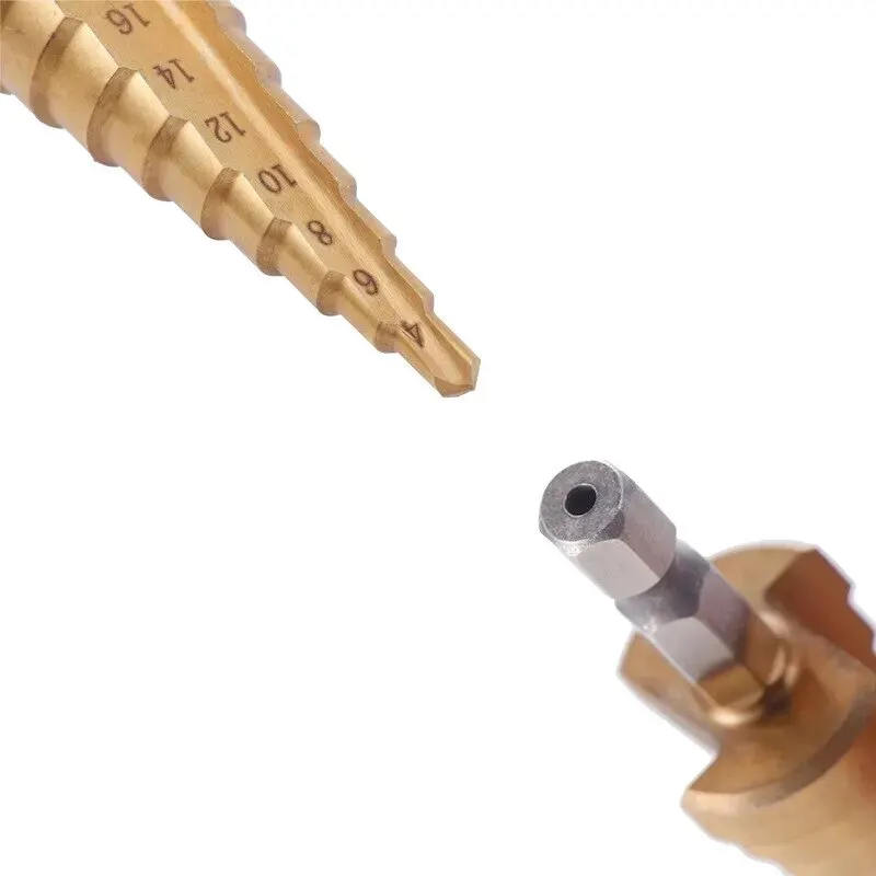3-12 4 -12 4-20MM HSS taladro escalonado de Pagoda estriado recto 3 uds bolsa de tela vástago hexagonal juego de brocas escariadoras agujero de Metal de madera recubierto de titanio - imagen 5
