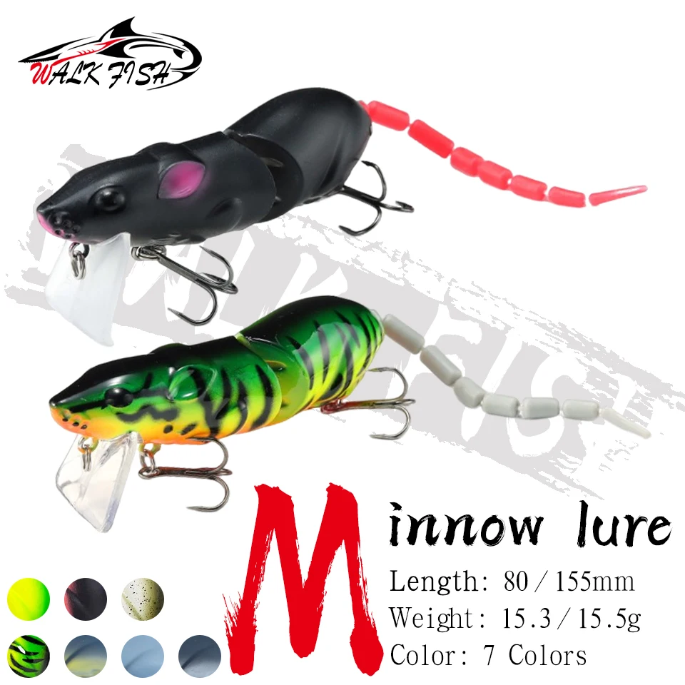 WALK FISH-señuelos de pesca biomiméticos, cebo duro Artificial con articulaciones rotas, lápiz de tiro largo, 155mm, 80mm