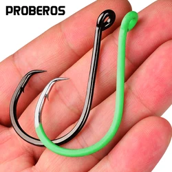 Proberos Anzuelos Circulares – Acero carbono verdes fluorescentes púas