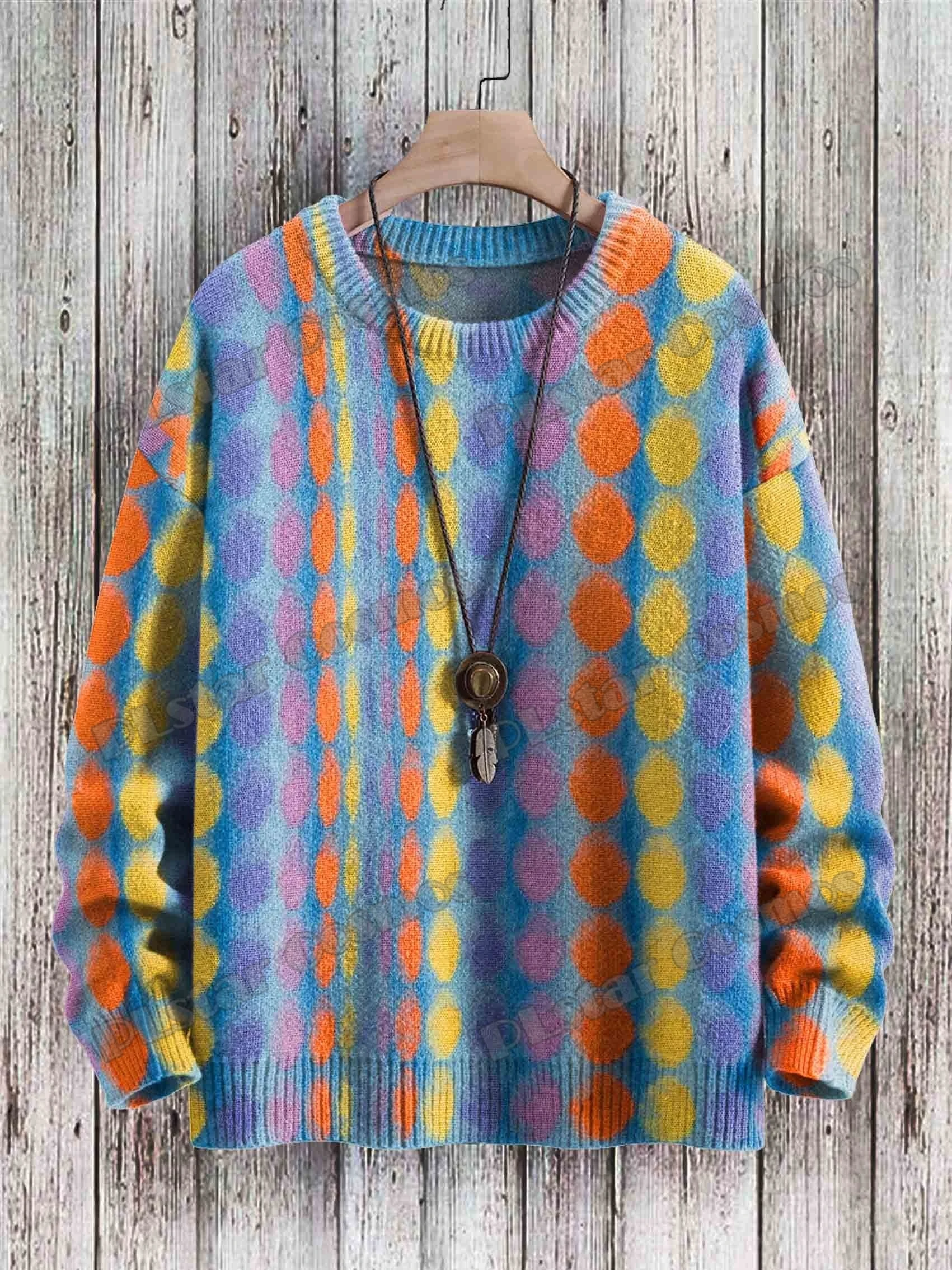 Jersey de punto informal Unisex de invierno, suéter Vintage con diseño artístico de mariposa, suéteres de punto con cuello redondo a la moda con estampado 3D KMY37