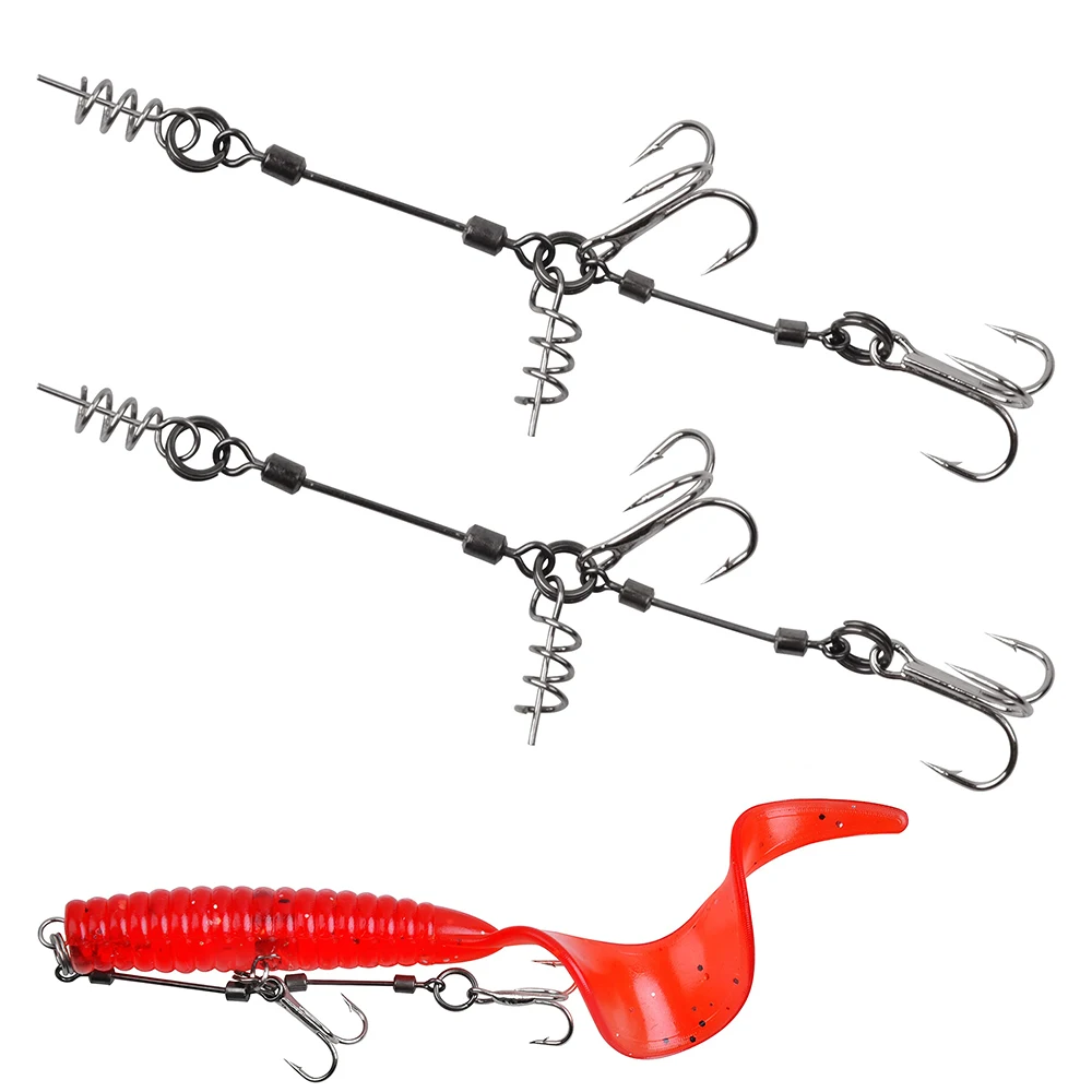 Ganchos Stinger para aparejos de pesca, Kit de 2 anzuelos triples con anillo de tornillo, conector giratorio, aparejos de rastreo de alambre líder de acero, 2 uds.