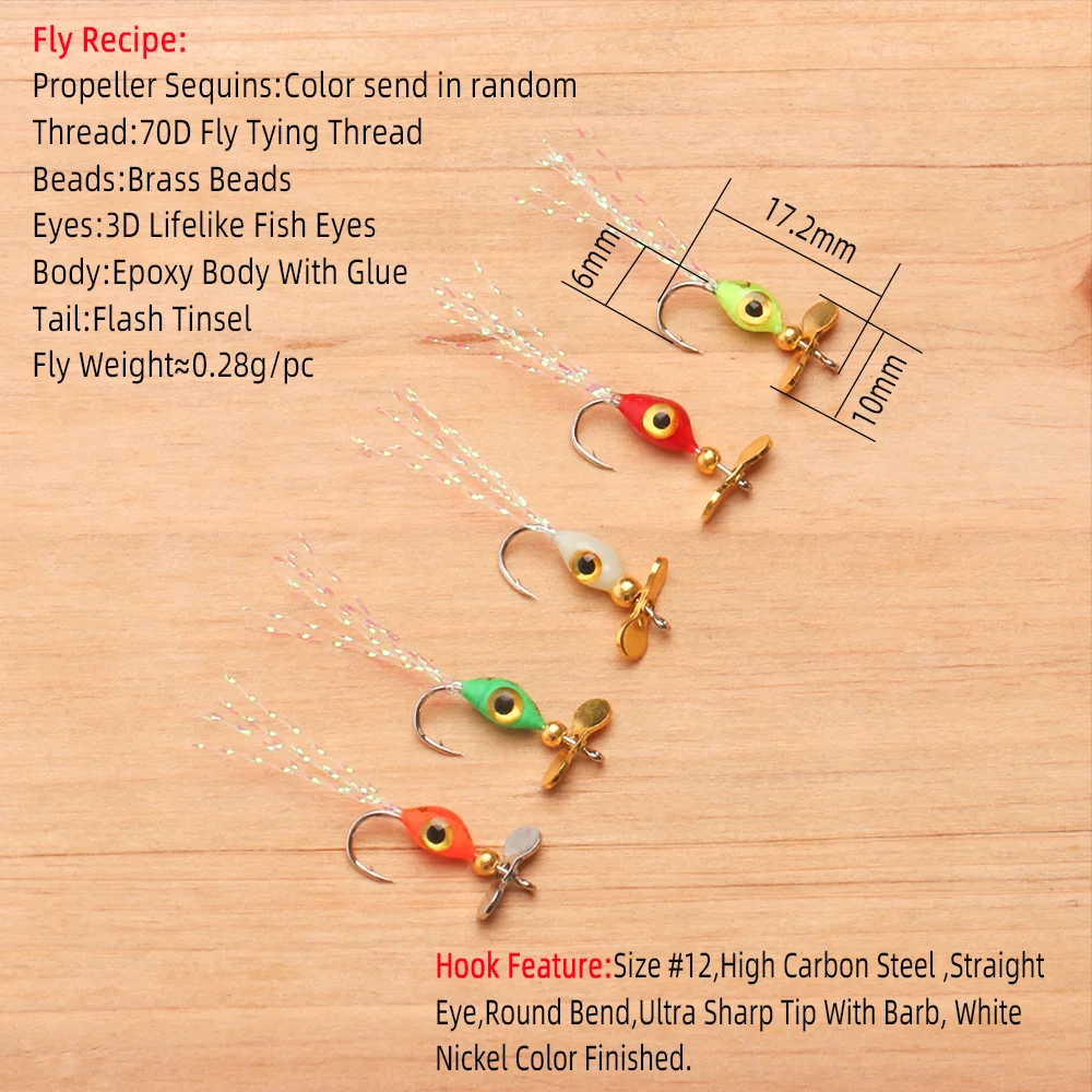 Wifreo-hélice de pesca con mosca, cebo de lentejuelas, epoxi, Nymph, Spinner de Metal, Señuelos de Pesca, trucha, lubina, 5 unids/lote por caja - imagen 4