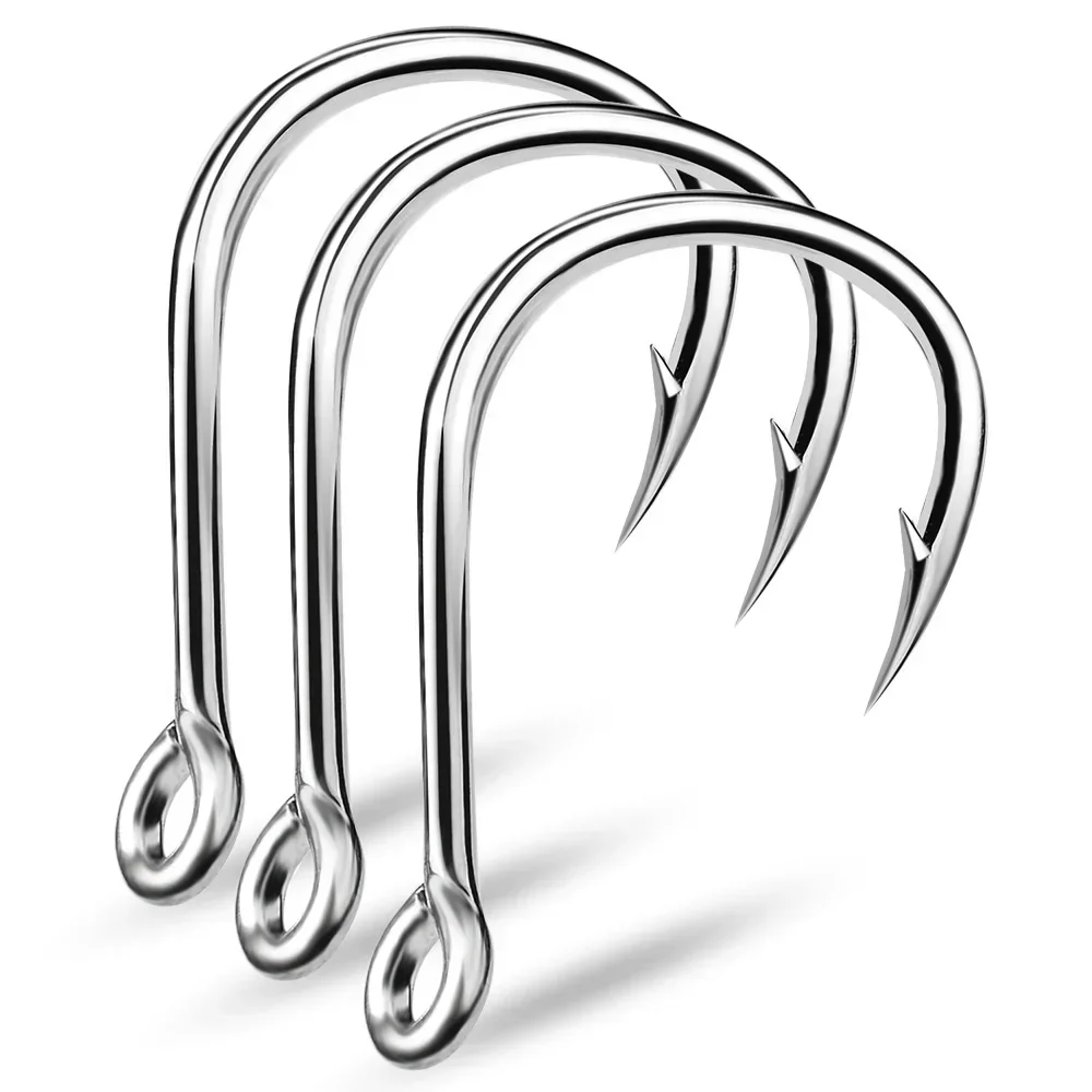 Anzuelos de ojo de anillo, anzuelo de pesca, anzuelos circulares de púas plateadas, anzuelos afilados para pesca con mosca, accesorios de aparejos de acero al carbono, anzuelos de gusano - imagen 4