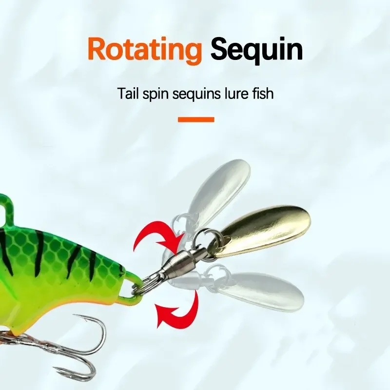 1 Uds. Señuelos de pesca de 10g, pesca en barco oceánico, Spinner de cola VIB de Metal, pesca de lubina al aire libre, lentejuelas giratorias - imagen 4