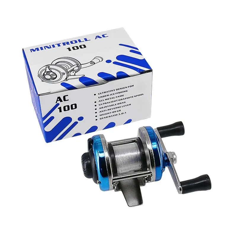 DEUKIO-Mini rueda de pesca de tambor, carrete de pesca en hielo portátil para invierno, con alambre, aparejos de pesca al aire libre, accesorios - imagen 3