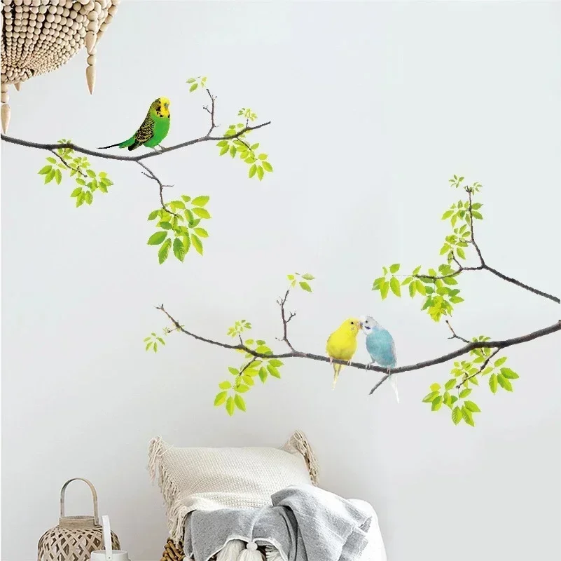 Calcomanías de pared de pájaros en el árbol, pegatinas de pared extraíbles frescas para niños, sala de estar, dormitorio, guardería, 1 unidad - imagen 5
