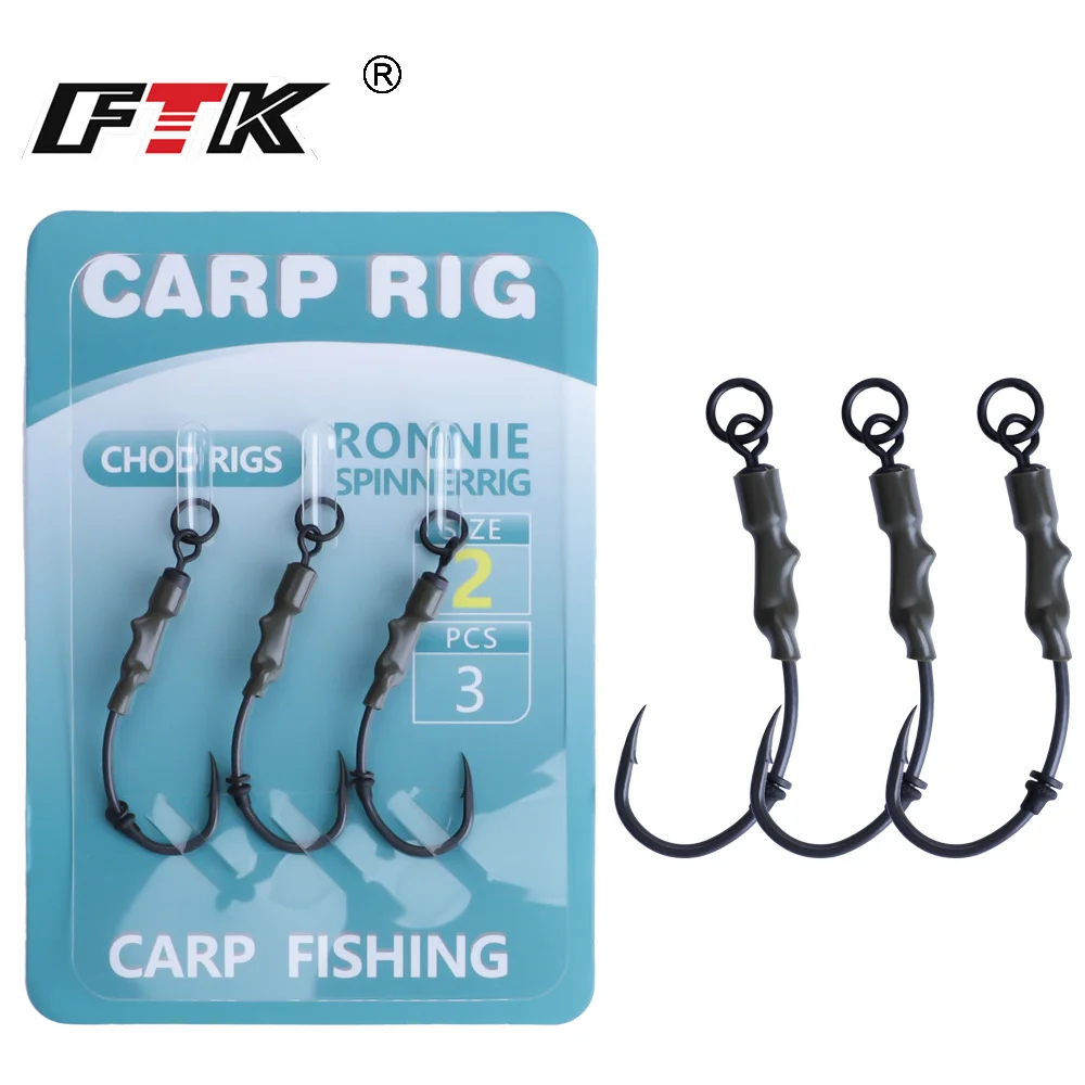 Juego de sedal de pesca de fondo inverso, grupo de pesca de carpa europea, anzuelo de púas de acero rico en carbono, anzuelo de pesca de carpa con múltiples anzuelos, 3p/1 bolsa - imagen 5