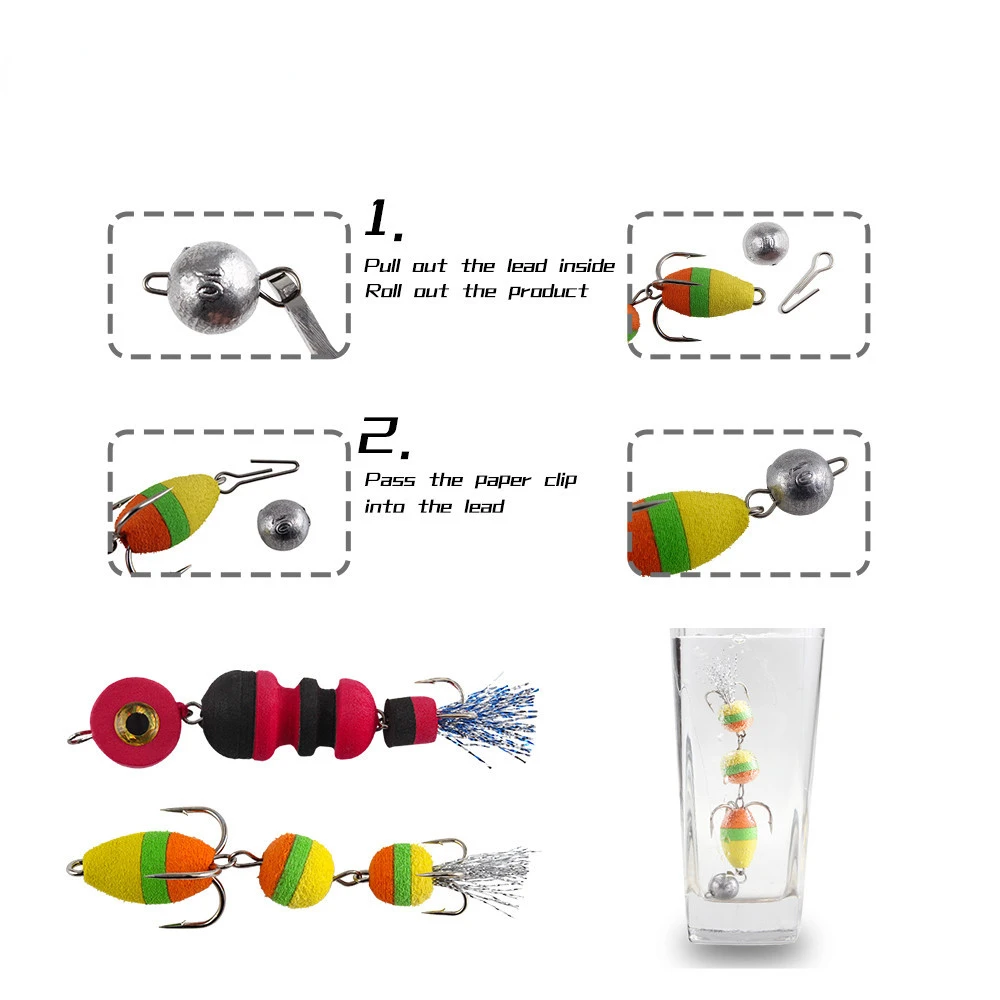 Señuelo de Pesca biónico, cebo de gusano Multicolor, gancho de espuma, Luya de Plomo Fundido largo, 1 piezas, 7,5/9cm, 2g/3g - imagen 4