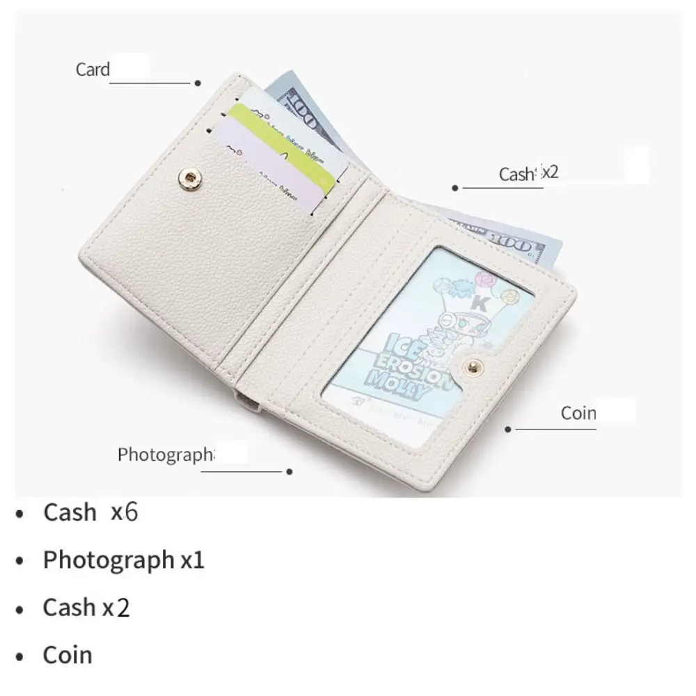 Nuevo Cartera corta de cuero PU, tarjetero fino de gran capacidad, monederos de Color - imagen 5