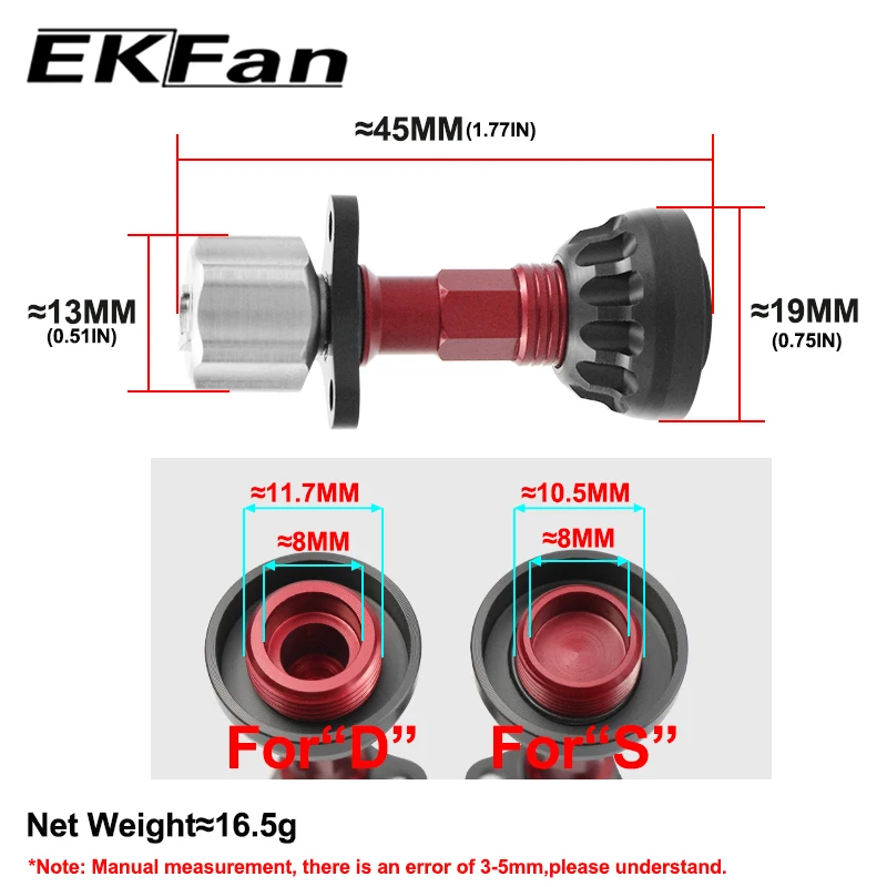 EKFan 17G, mango de carrete de pesca ajustable de alta calidad, equilibrador de rueda giratoria DIY - imagen 3