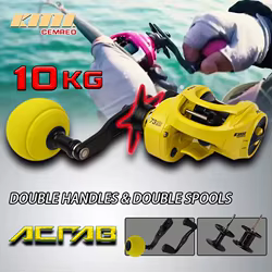 CEMREO 2 carretes 2 asas carrete de pesca de fundición de cebo agua dulce y salada alta velocidad 7,3: 1 Super potencia de arrastre 10kg para pesca