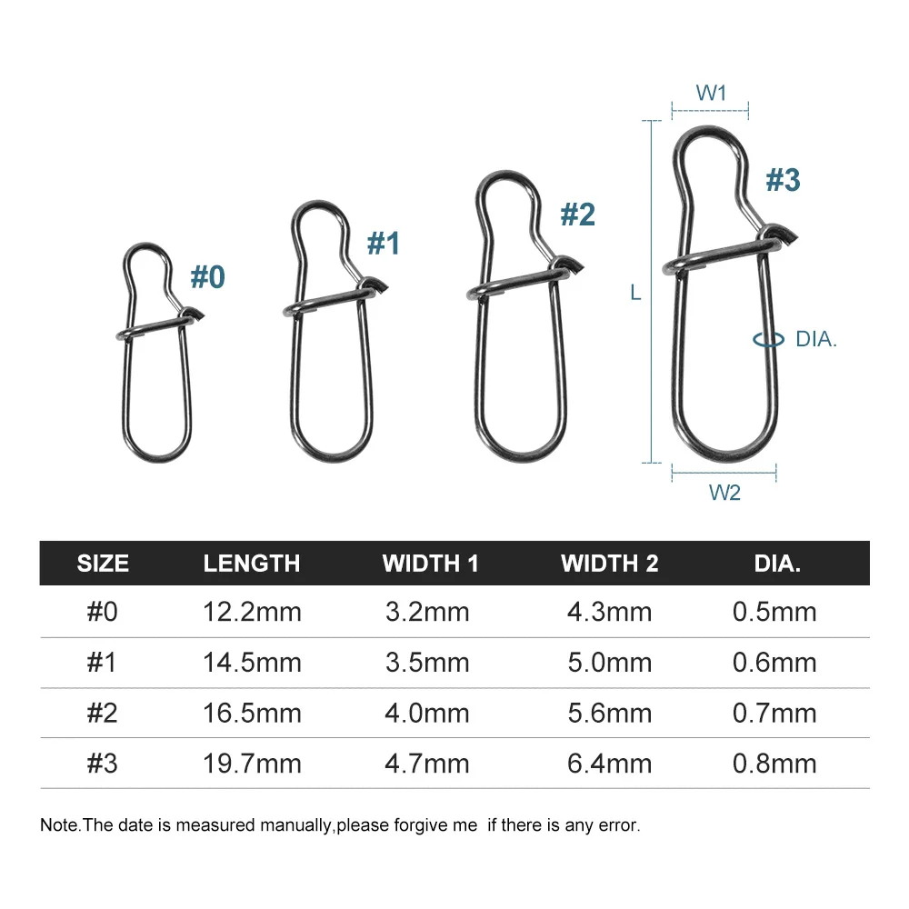 NOEBY-Cierre de anzuelo de acero inoxidable con alto contenido de carbono, anillos giratorios sólidos, broches de seguridad, Conector de anzuelos de pesca, herramienta de aparejos de pesca - imagen 3