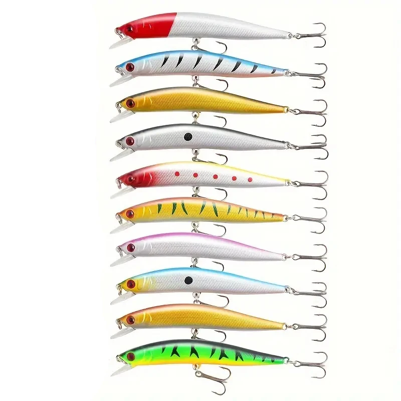 10 Uds. Señuelos de Pesca Minnow ojos 3D cebo duro Artificial Pesca Wobbler Crankbaits carpa aparejos de lubina - imagen 4