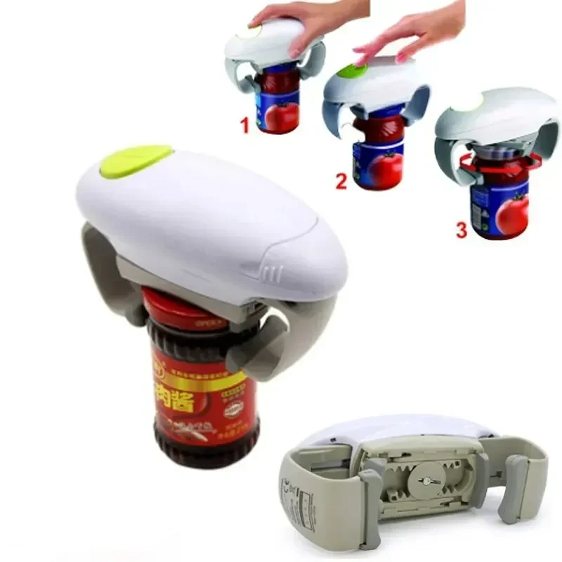 Abrelatas eléctrico con borde liso, prácticos abridores de botellas automáticos, abrelatas de doble oreja, abrelatas de vidrio para cocina - imagen 5