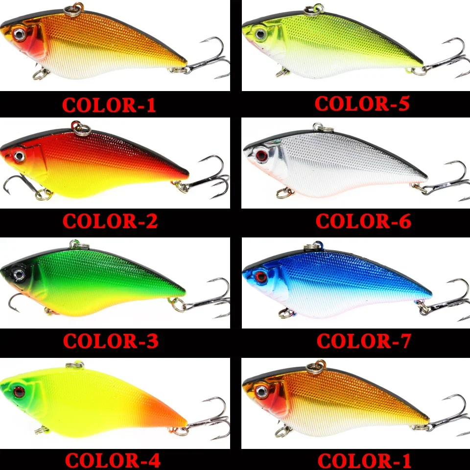 LEOSPORT-SEÑUELOS duros VIB, 1 piezas, 16G, 7CM, anzuelos triples de pesca, aparejos de pesca Crankbait que se hunden - imagen 4