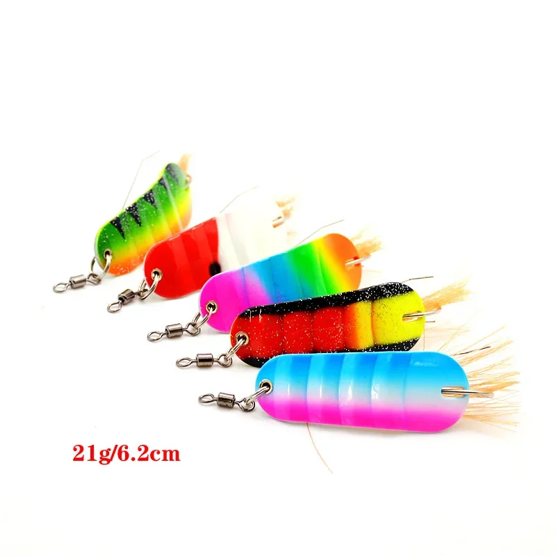 Señuelos de pesca en hielo, 5 uds., 21g, forma de pez de invierno, señuelo de hielo, suministros para cabeza de cebo, aparejos de pesca, anzuelo, cuchara de Jigging de Metal - imagen 5
